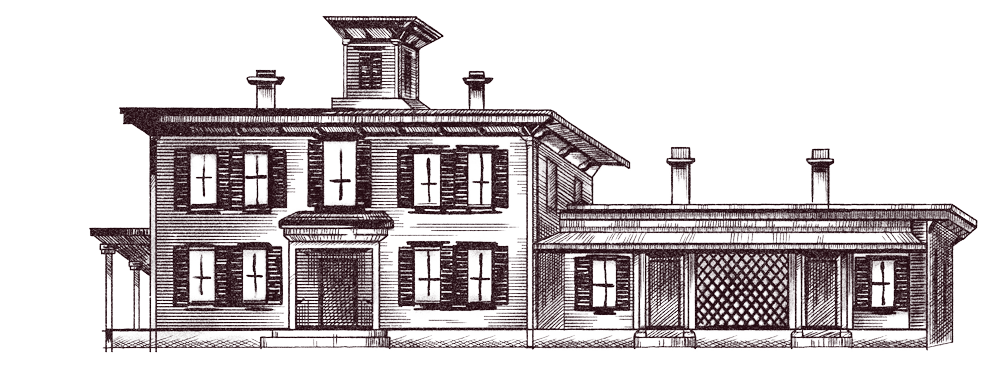 Line drawing of The Cobble House